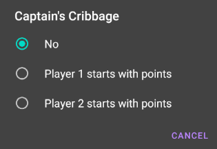 Captains Cribbage choices