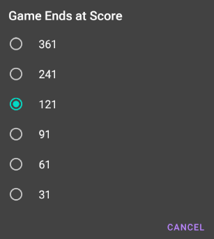 Game ending score choices